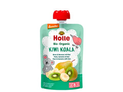 Holle Organic Pure Fruit Pouches - 6 Pack - Kiwi Koala with Pear, Banana and Kiwi