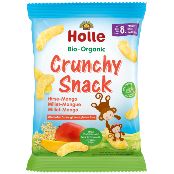 Holle Organic Crunchy Snack Millet-Mango Puffs